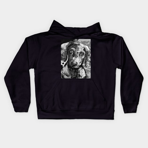 Black and White Labrador retriever dog Kids Hoodie by mailsoncello